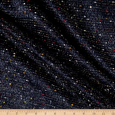 Telio Celia Poly Tweed Metallic Black Fabric by The Yard 